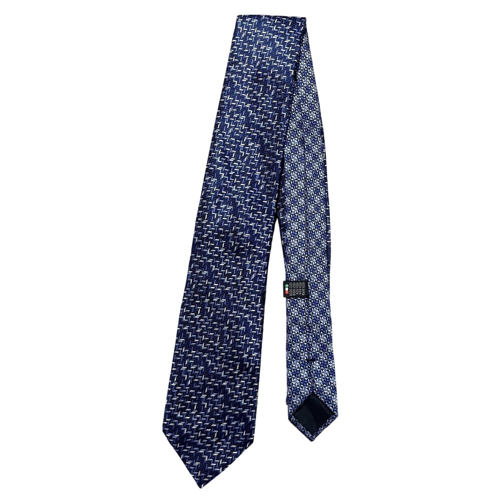 Hammer Made Tie Mens One Size Blue Geometric Classic Jacquard Silk Necktie